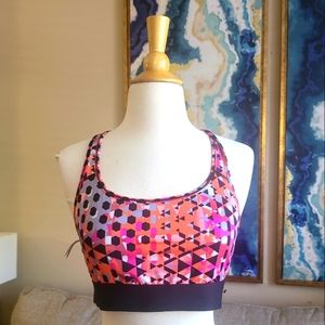 Victoria's Secret Womens Sports Bra Small The Player Racerback Geometric Orange